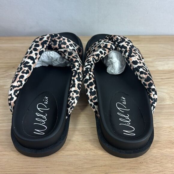 Wild Pair Beck Puffer Slide Flat Sandals Leopard Print Size 5 M- NEW - Picture 3 of 7